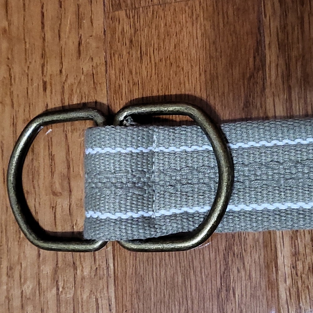 Double hooped green with white stripes belt